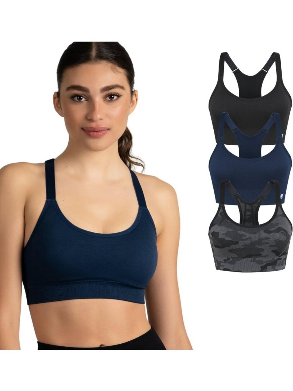 Seamless Sports Bras 3 Pack for Women, Cami Keyhole, Breathable Gym & Yoga Set